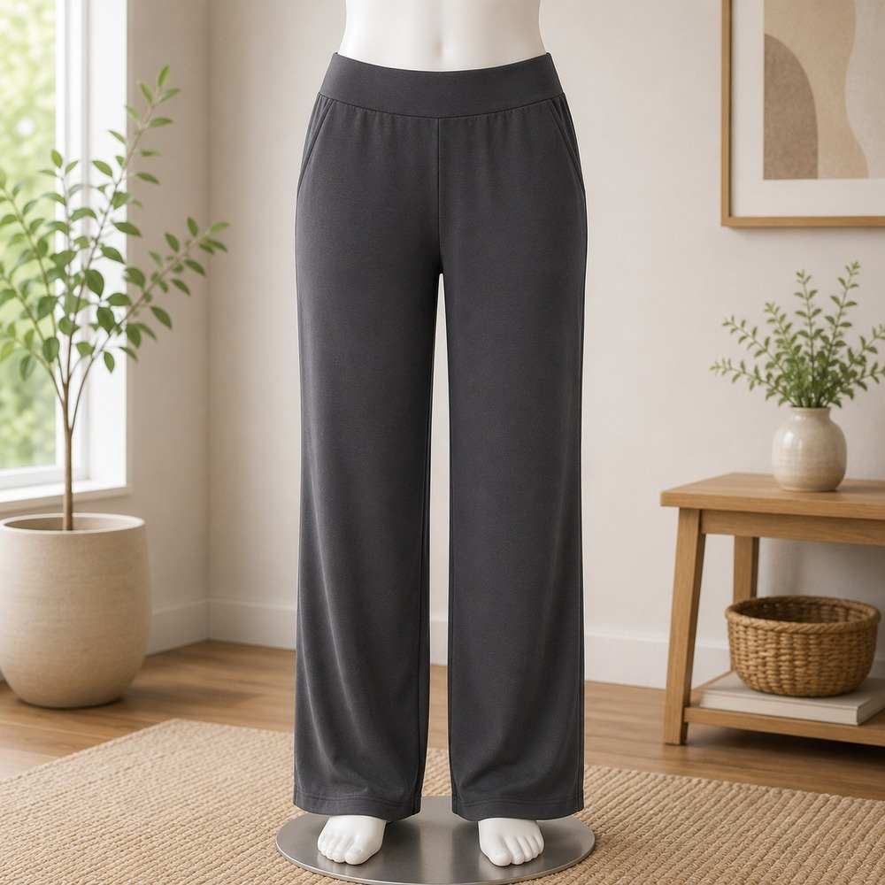 Susan Graver Modern Essentials Wide Leg Pants Womens Small Petite Black Lounge